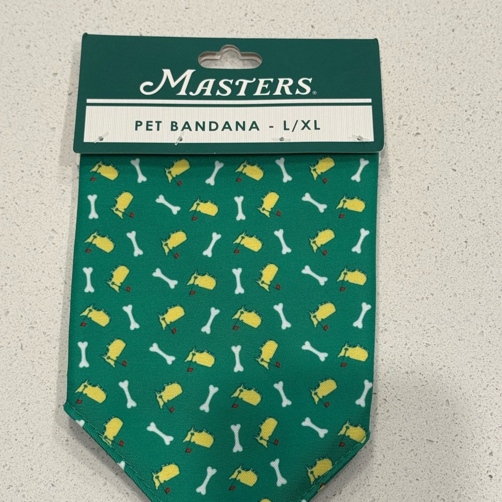 Masters Green & Yellow Dog Bandana with Bone and Toy Print